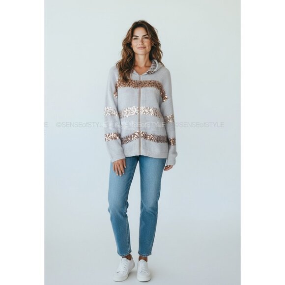 Brunello Cucinelli Sparkling Cardigan Sequins Gray Top Jacket Mohair Size XS - Picture 8 of 11